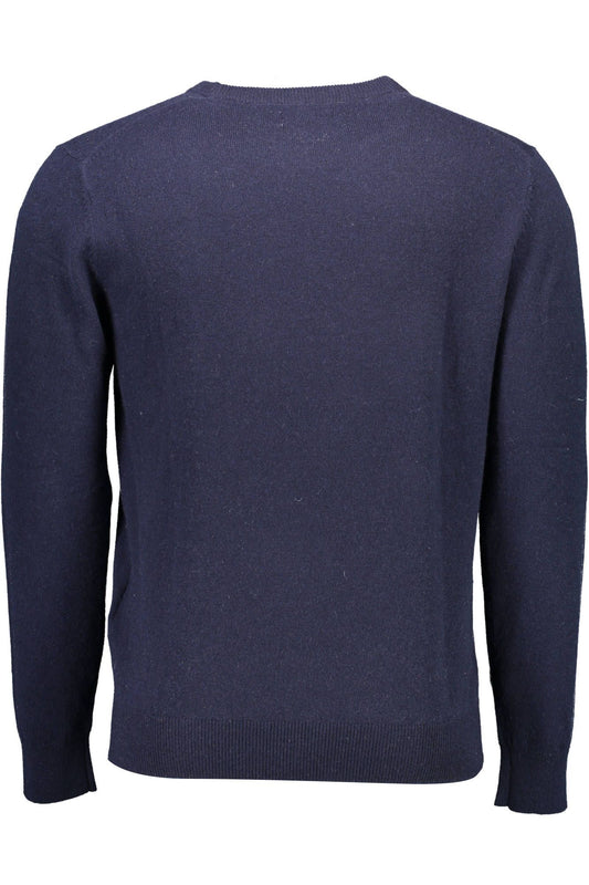 Elegant Blue Woolen Sweater with Classic Logo