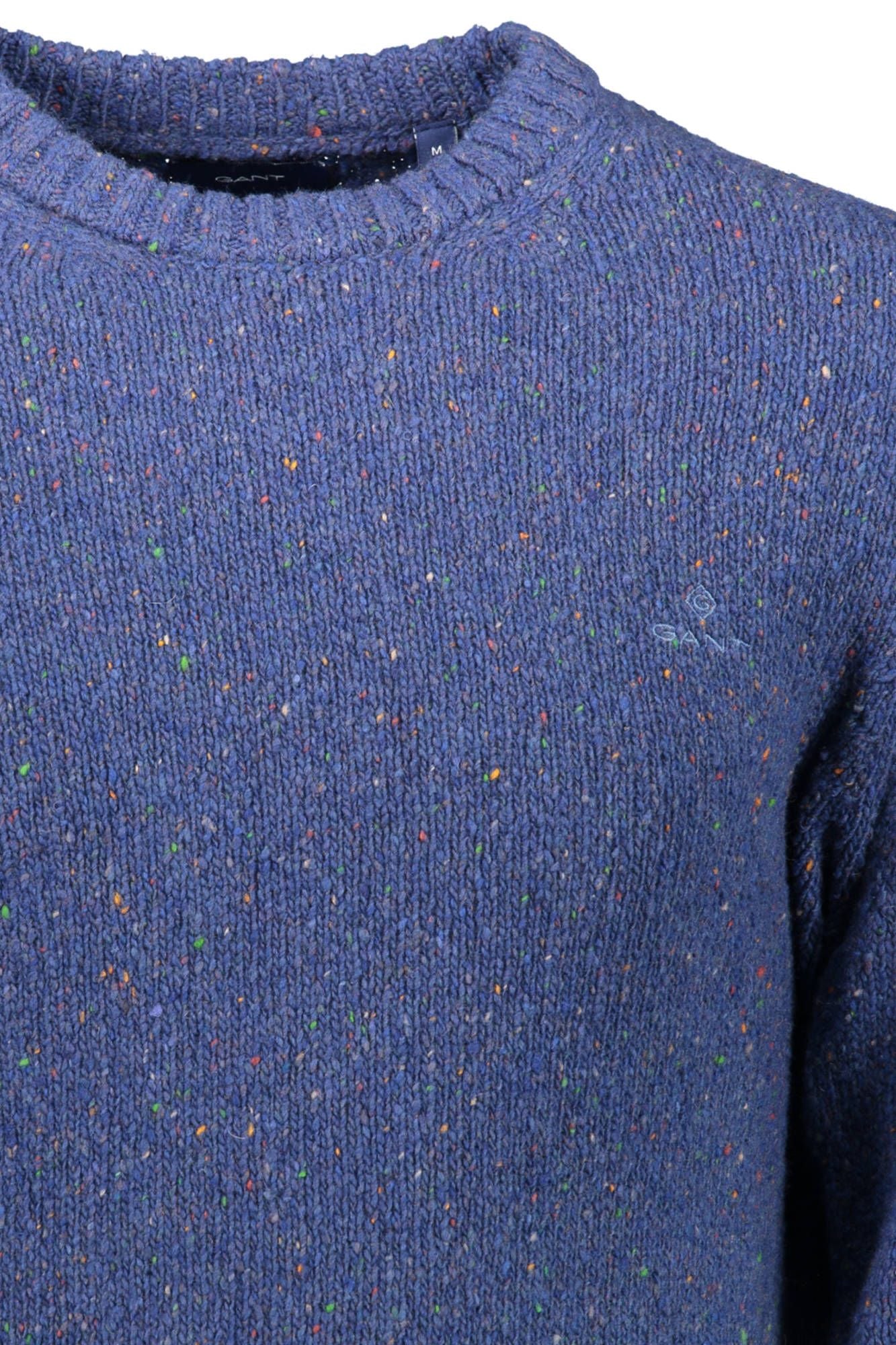 Classic Blue Wool Sweater with Logo