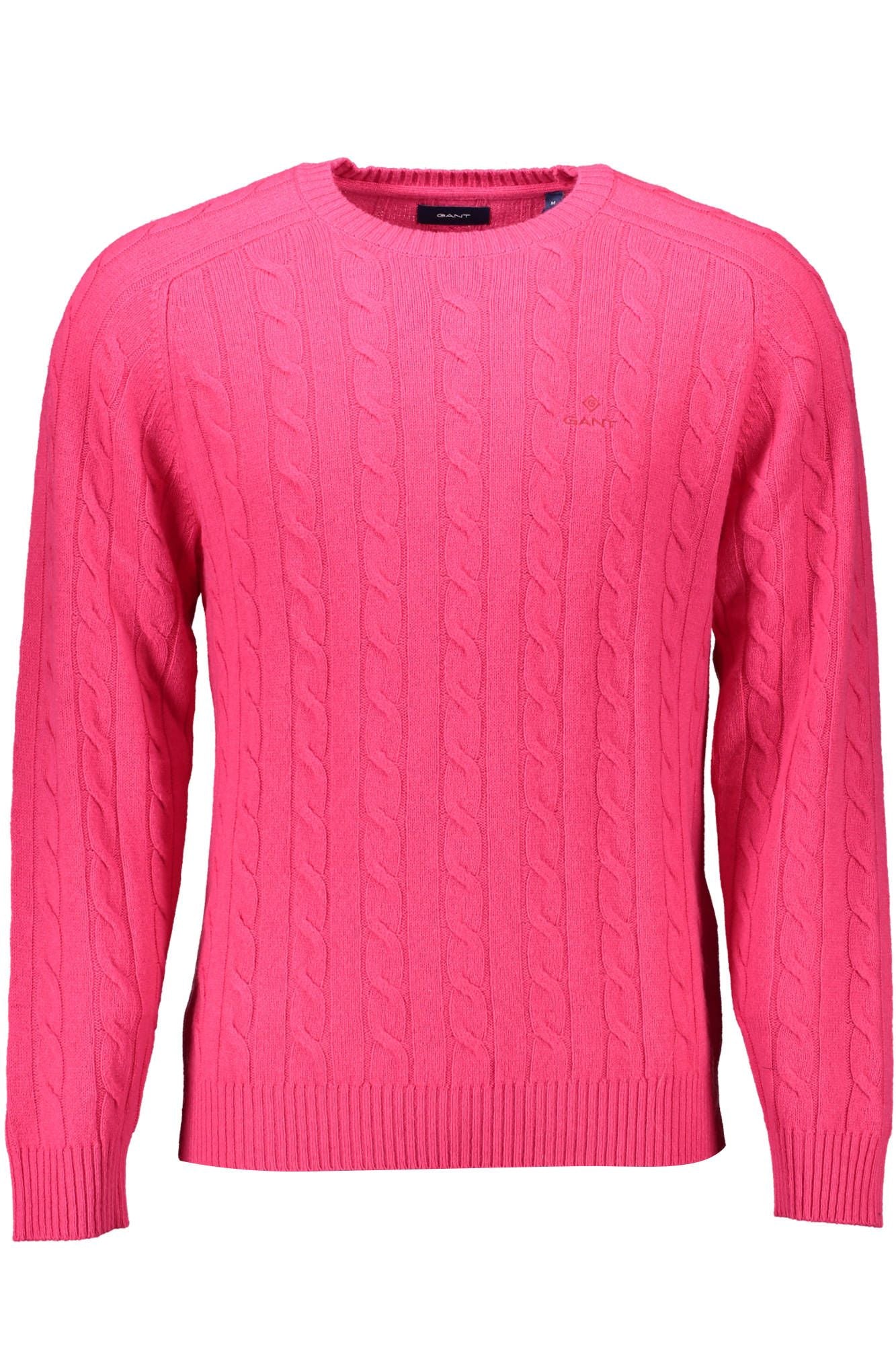 Elegant Pink Wool Sweater with Classic Logo