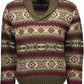 V-Neck Wool Green Sweater Long Sleeve