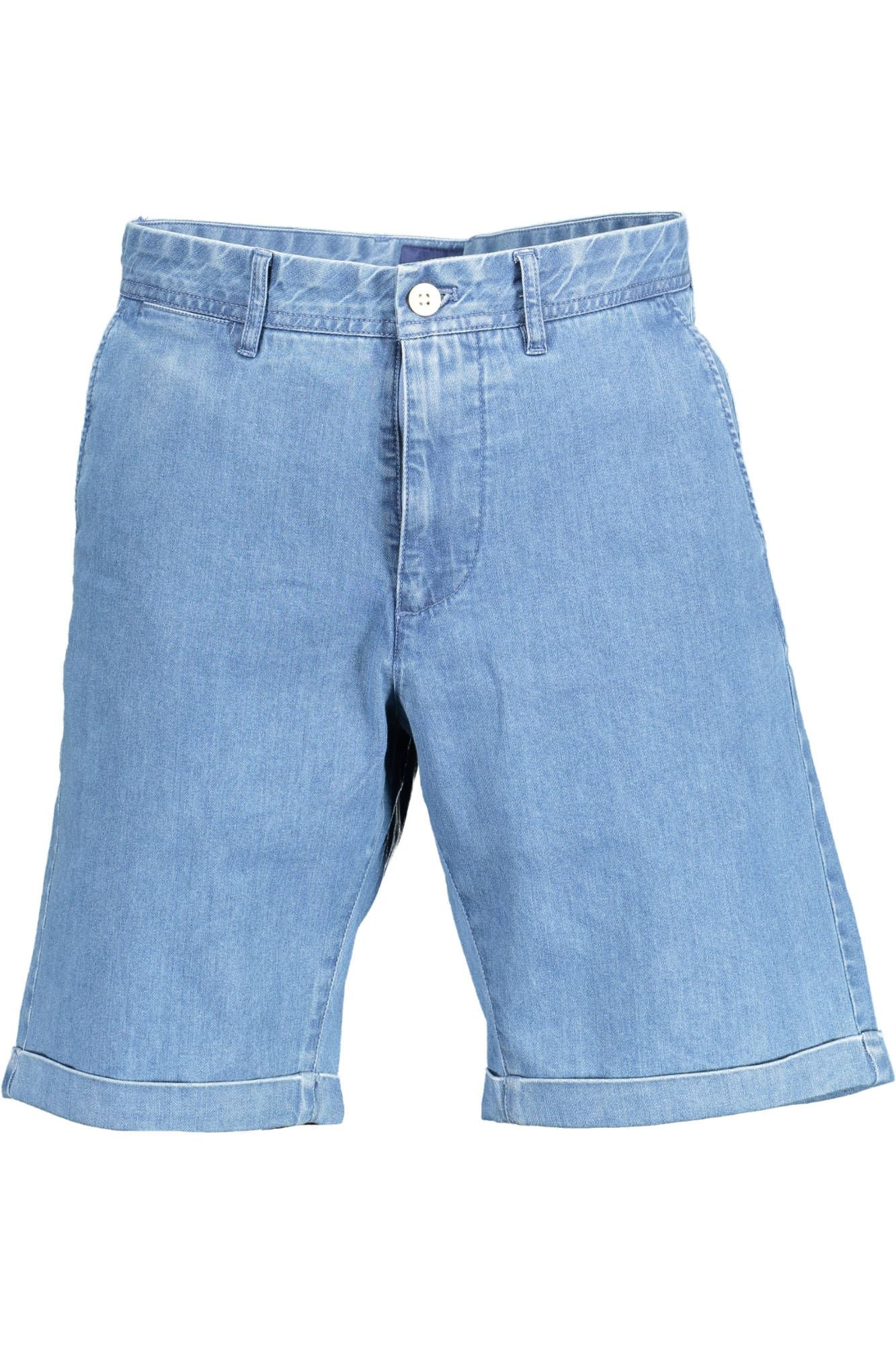 Light Blue Cotton Bermuda Shorts with Logo