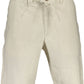 Chic Beige Linen Bermuda Shorts with Logo Detail