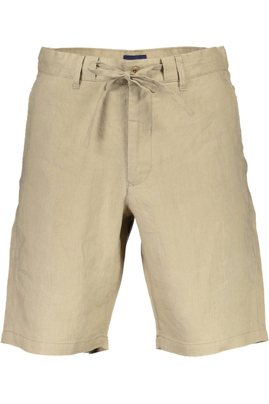 Elegant Beige Linen Bermuda Shorts