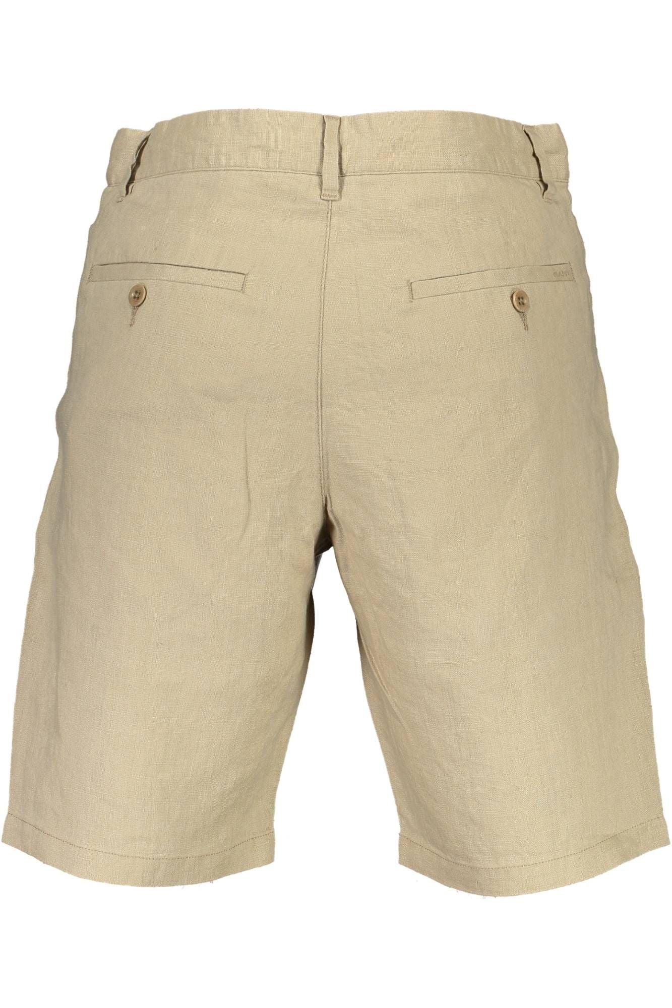 Elegant Beige Linen Bermuda Shorts