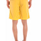 Chic Yellow Linen-Cotton Blend Bermuda Shorts