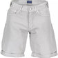 Elegant Gray Bermuda Cotton-Linen Shorts