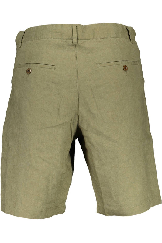 Chic Green Linen Bermuda Shorts