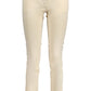 Chic Beige Cotton Trousers with Contrast Details