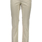 Chic Beige Cotton Trousers with Logo Detail