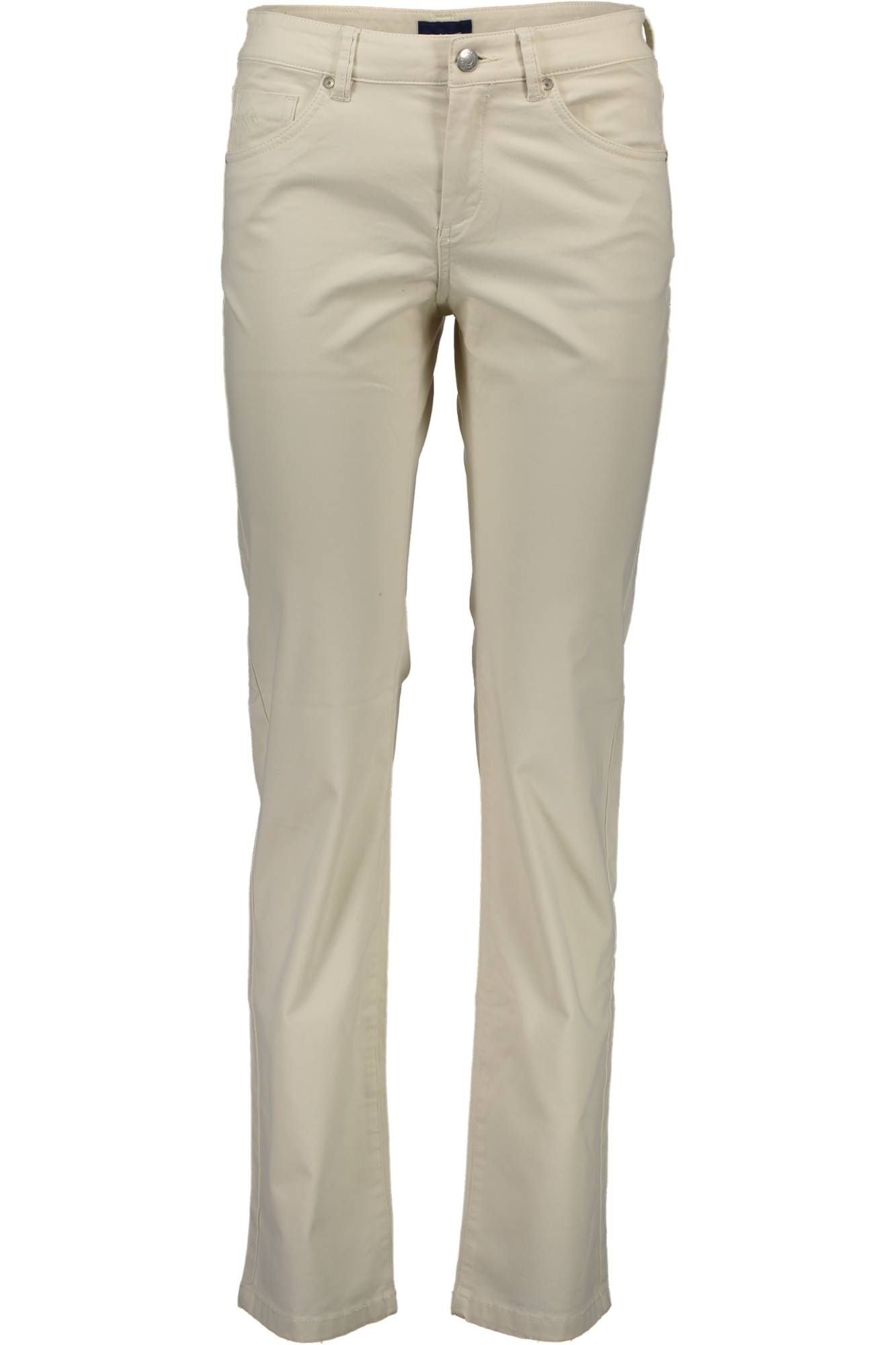 Chic Beige Cotton Trousers with Logo Detail