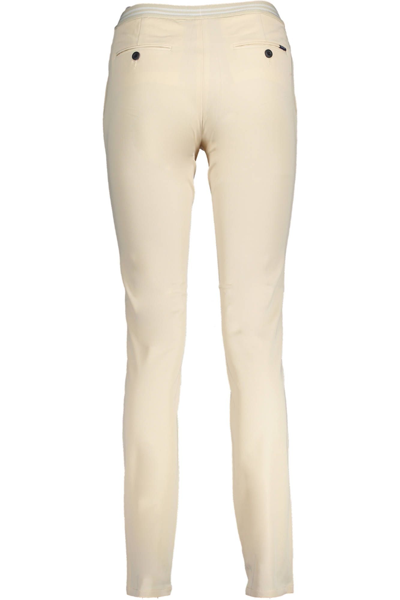 Chic Beige Cotton Trousers with Contrast Details