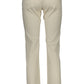 Chic Beige Cotton Trousers with Logo Detail