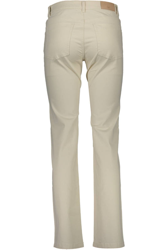 Chic Beige Cotton Trousers with Logo Detail