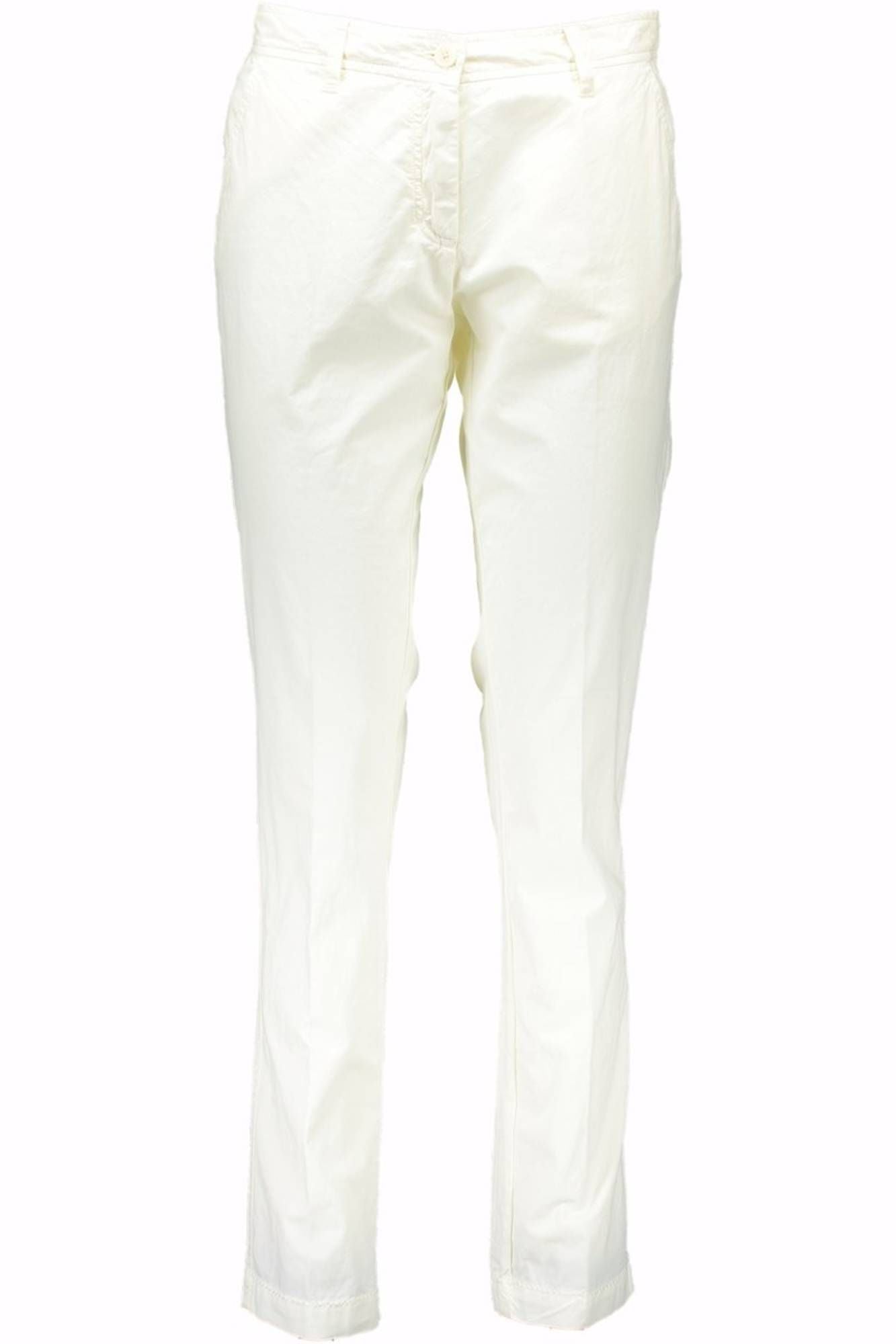 Chic White Cotton Trousers with Logo Detail