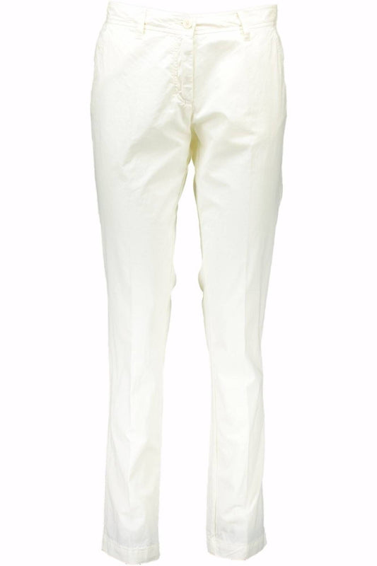 Chic White Cotton Trousers with Logo Detail