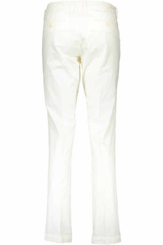 Chic White Cotton Trousers with Logo Detail