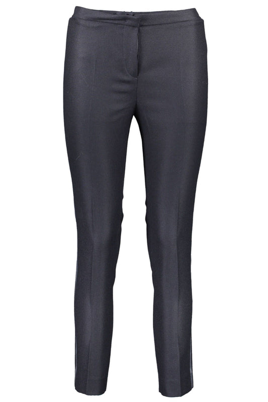 Chic Blue Wool Trousers with Contrasting Details