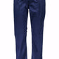 Chic Blue Cotton Trousers with Logo Detail