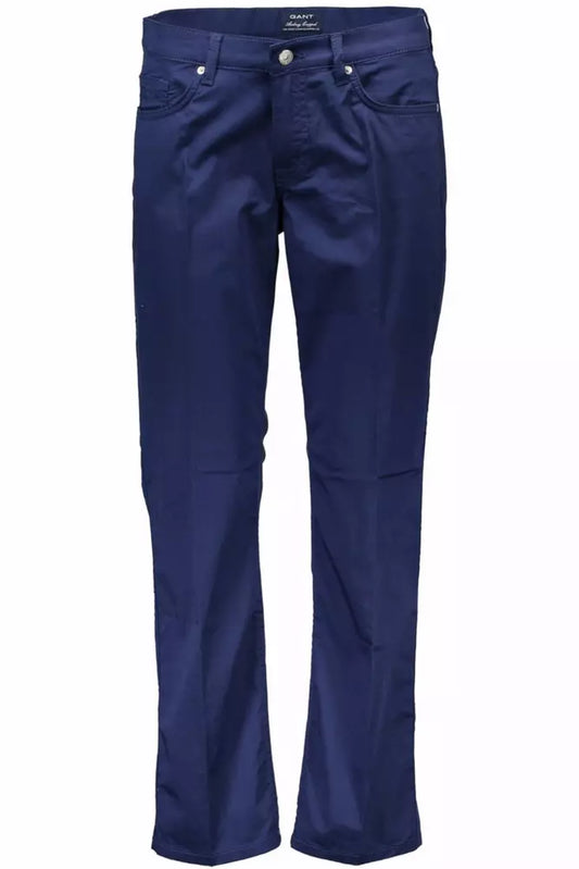 Chic Blue Cotton Stretch Trousers