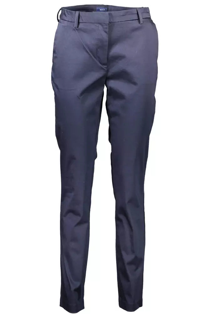 Elegant Blue Classic Trousers with Logo Detail