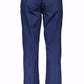 Chic Blue Cotton Trousers with Logo Detail