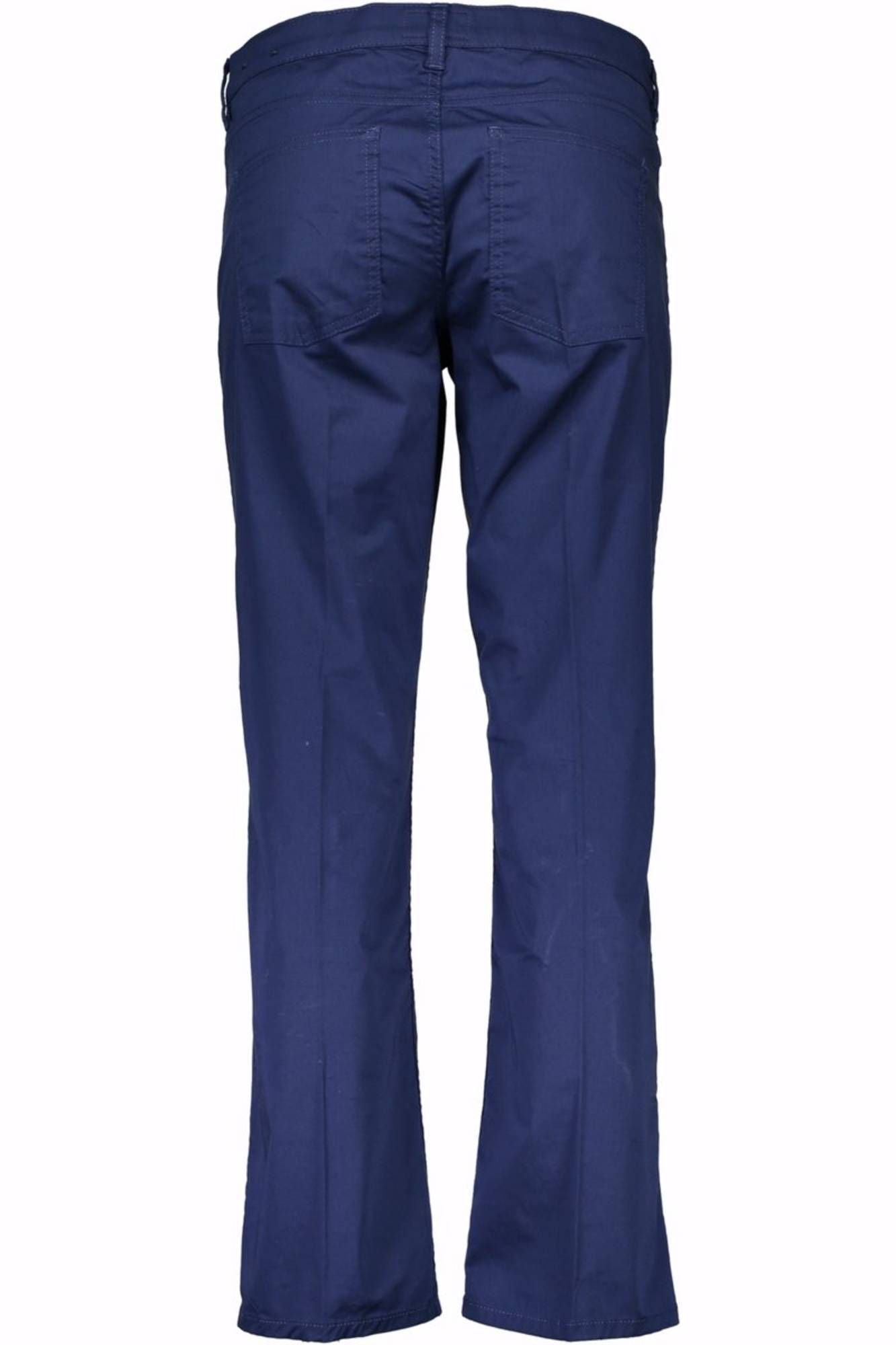 Chic Blue Cotton Trousers with Logo Detail