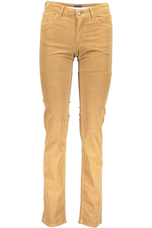 Chic Brown Stretch Cotton Trousers