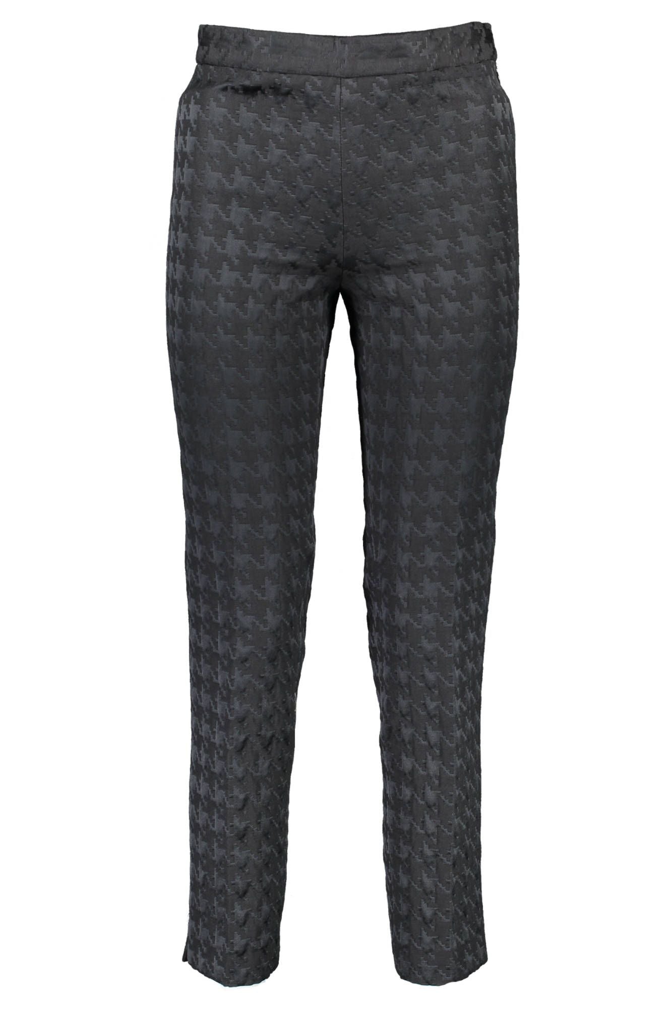 Elegant Side-Zip Black Trousers with Contrasting Details