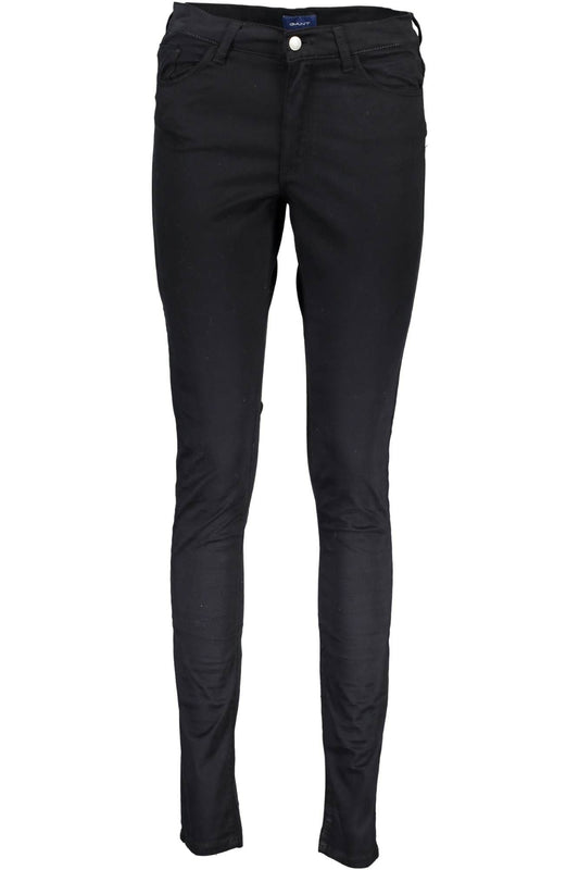 Chic Black Cotton Trousers with Logo Detail