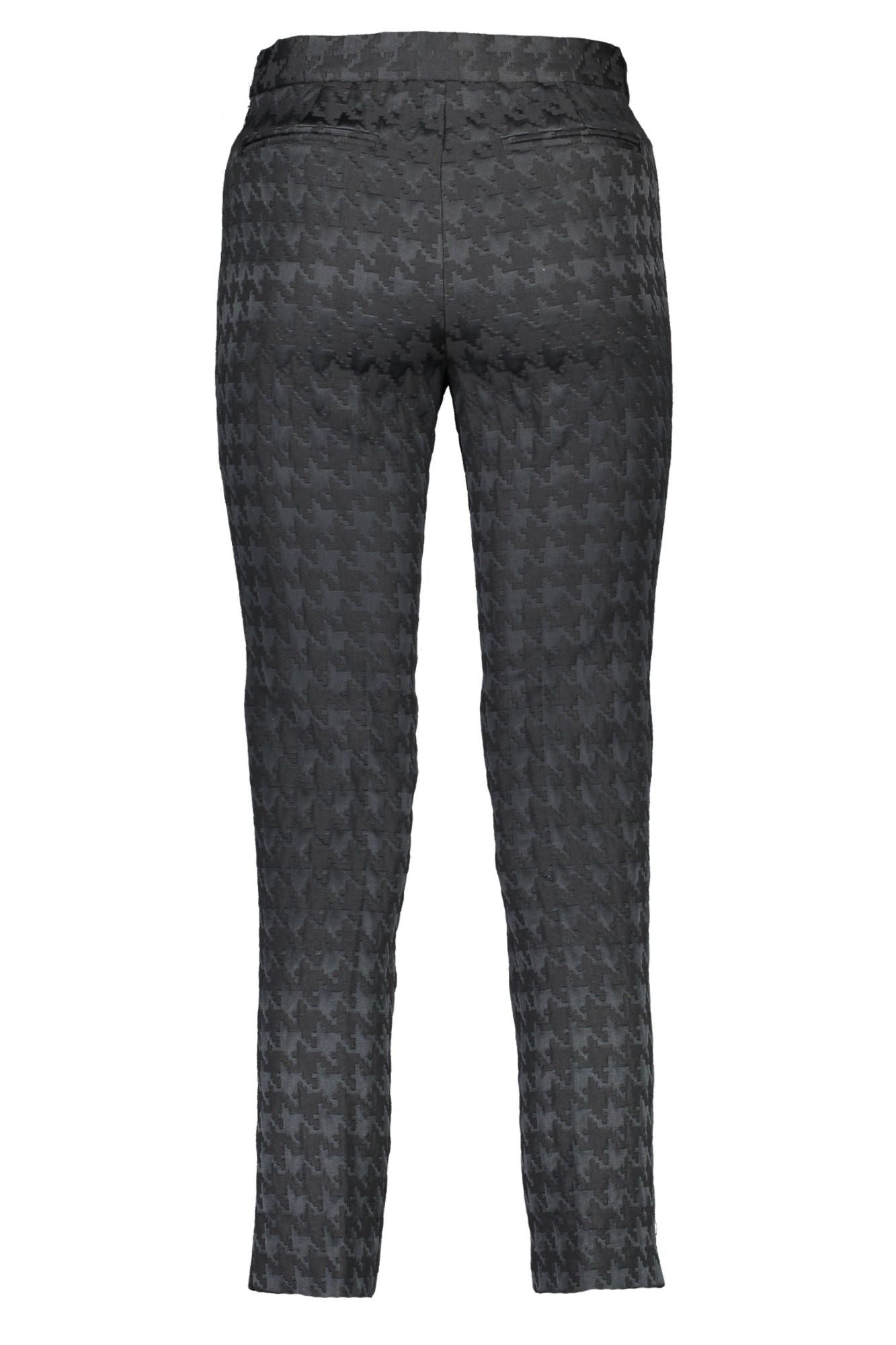 Elegant Side-Zip Black Trousers with Contrasting Details