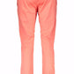 Chic Red Cotton Trousers with Logo Detail