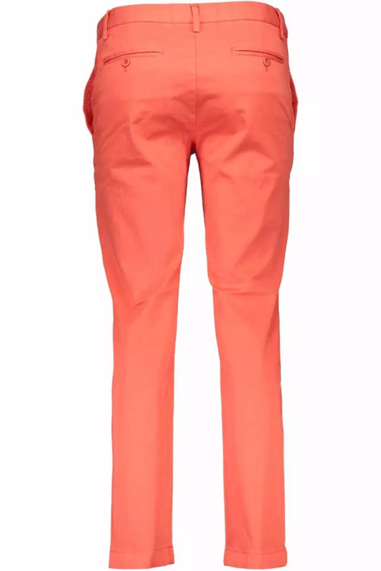 Elegant Red Cotton Stretch Trousers