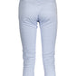 Chic Light Blue Cotton Capris with Side Zip