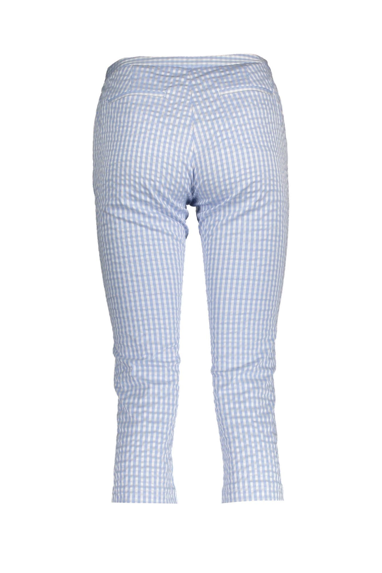 Chic Light Blue Cotton Capris with Side Zip