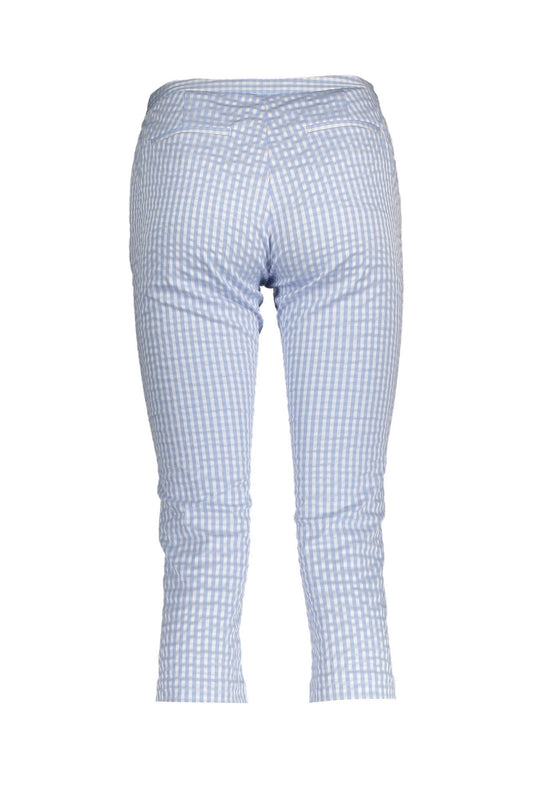 Chic Light Blue Cotton Capris with Side Zip