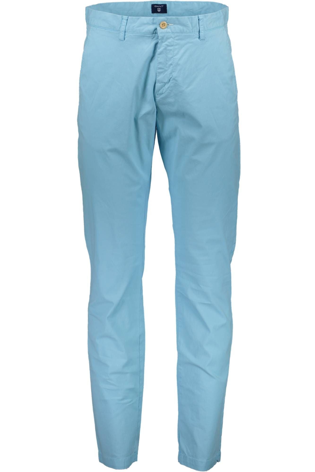 Light Blue Cotton Trousers with Logo Detail