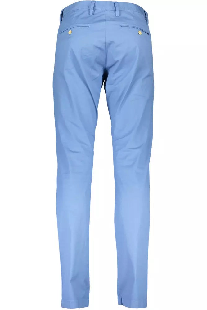 Refined Light Blue Cotton Stretch Trousers