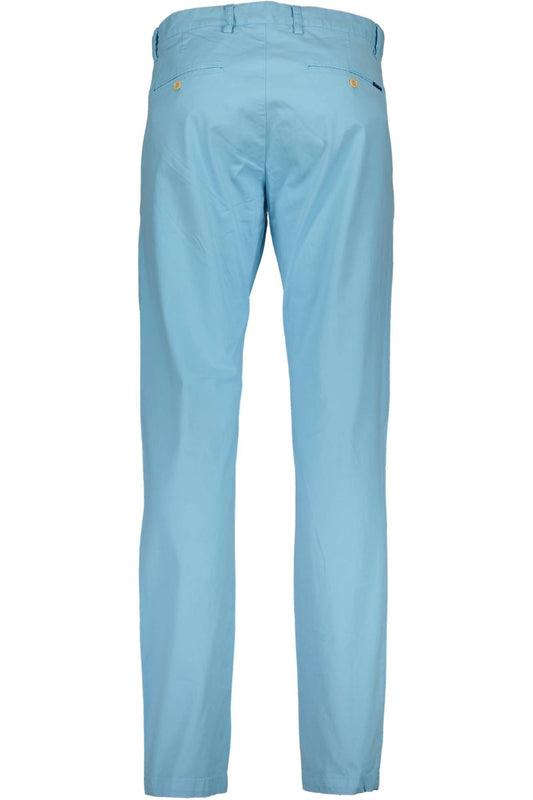 Light Blue Cotton Trousers with Logo Detail