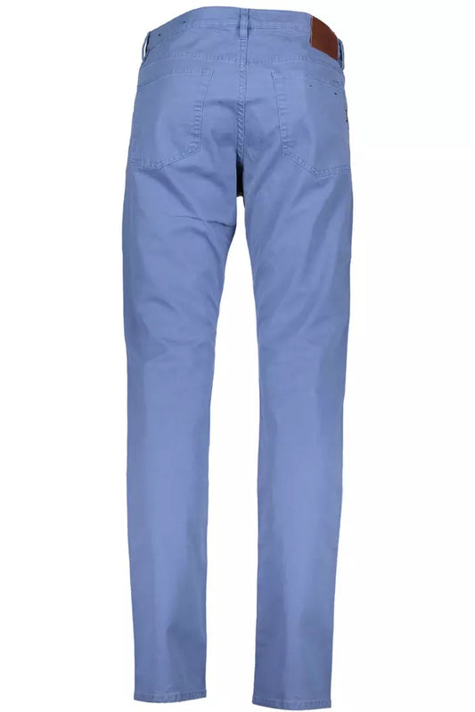 Elegant Light Blue Cotton Stretch Trousers