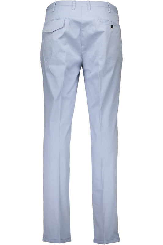 Chic Light Blue Cotton Trousers with Logo Detail