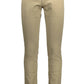 Elegant Beige Slim Trousers with Subtle Logo