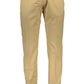 Beige Cotton Classic Trousers with Logo Detail