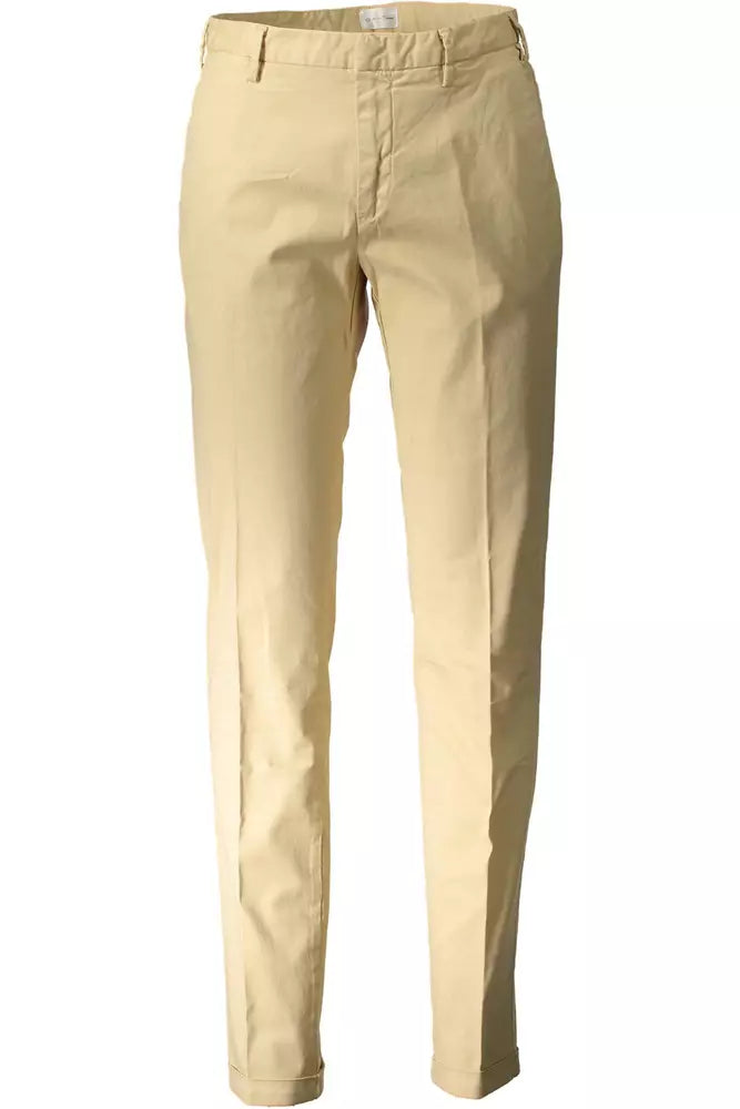 Chic Beige Cotton Stretch Trousers