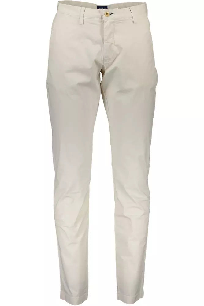 Chic Beige Four-Pocket Cotton Trousers