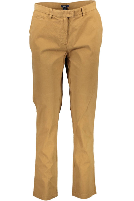 Elegant Beige Cotton Trousers with Logo Detail