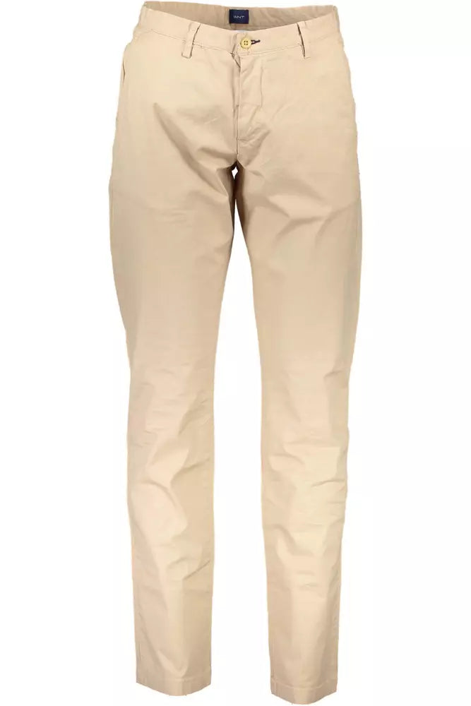 Beige Cotton Stretch Chinos for Sophisticated Style