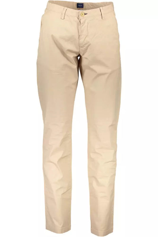 Beige Cotton Stretch Chinos for Sophisticated Style