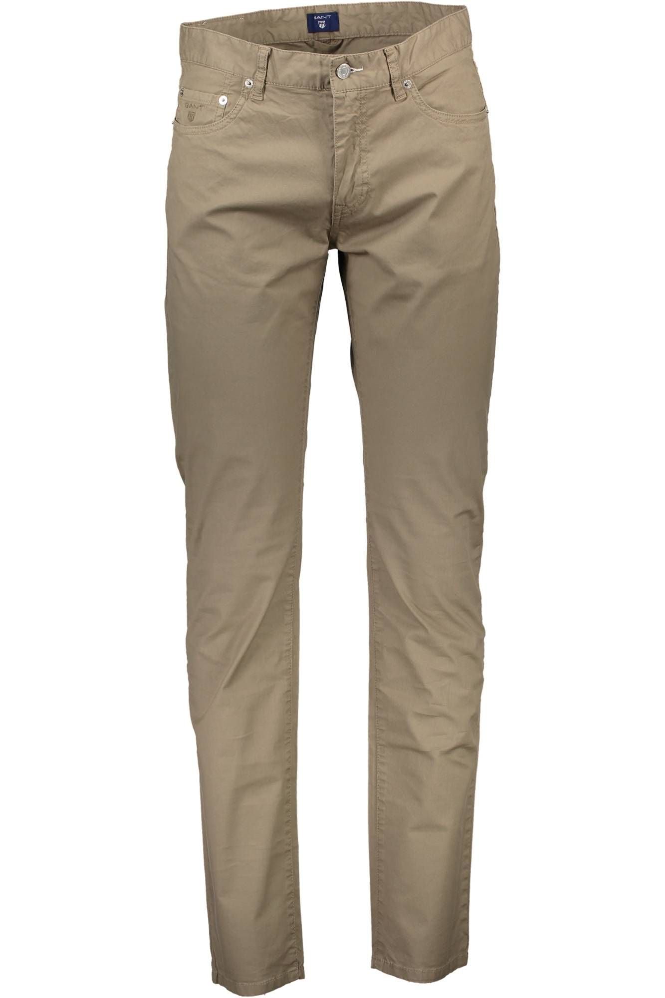 Chic Beige Cotton Trousers with Classic Logo Detail