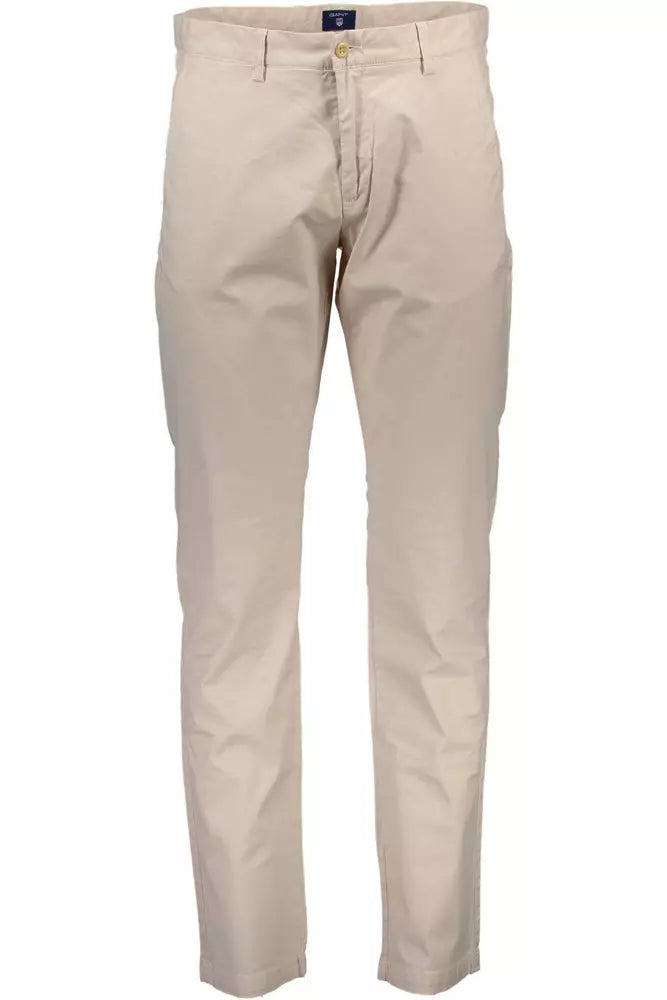 Sophisticated Beige Stretch Cotton Trousers