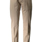 Beige Cotton Classic Trousers with Subtle Logo Detail